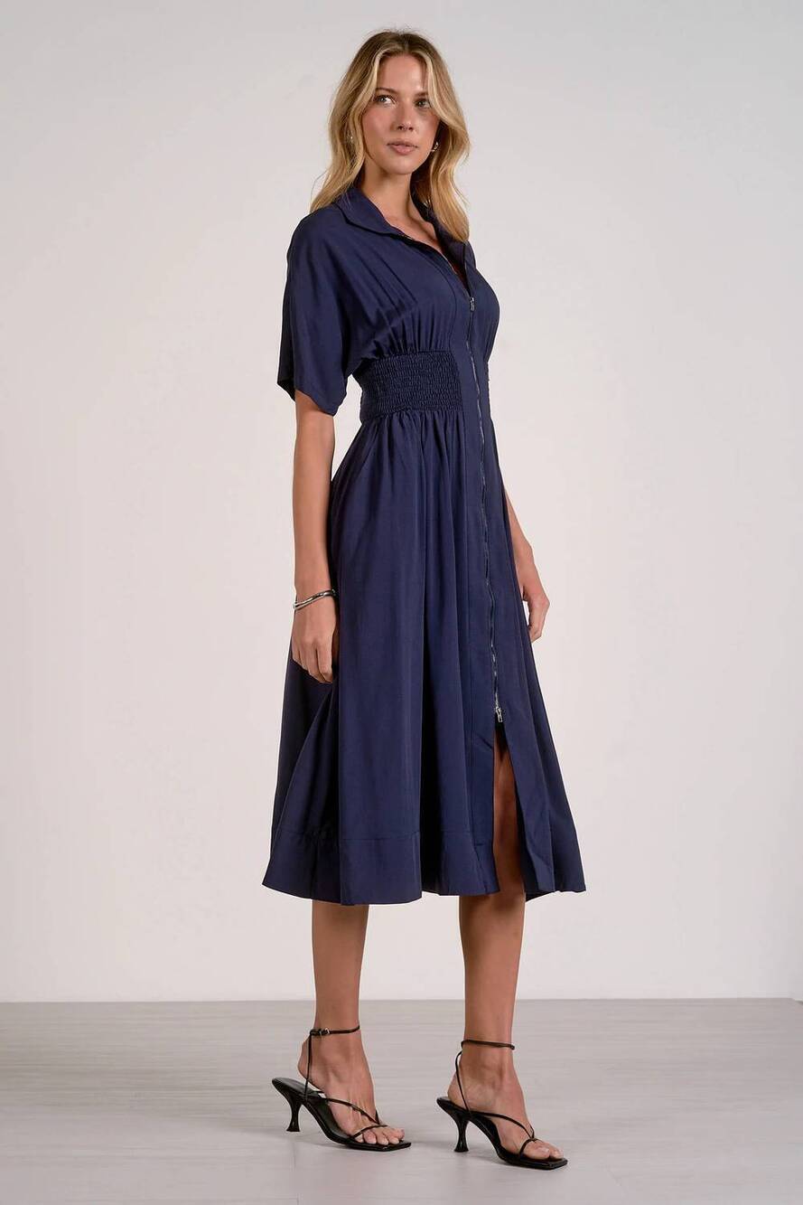 NEW ELAN timeless elegance midi dress in navy - Picture 4 of 6